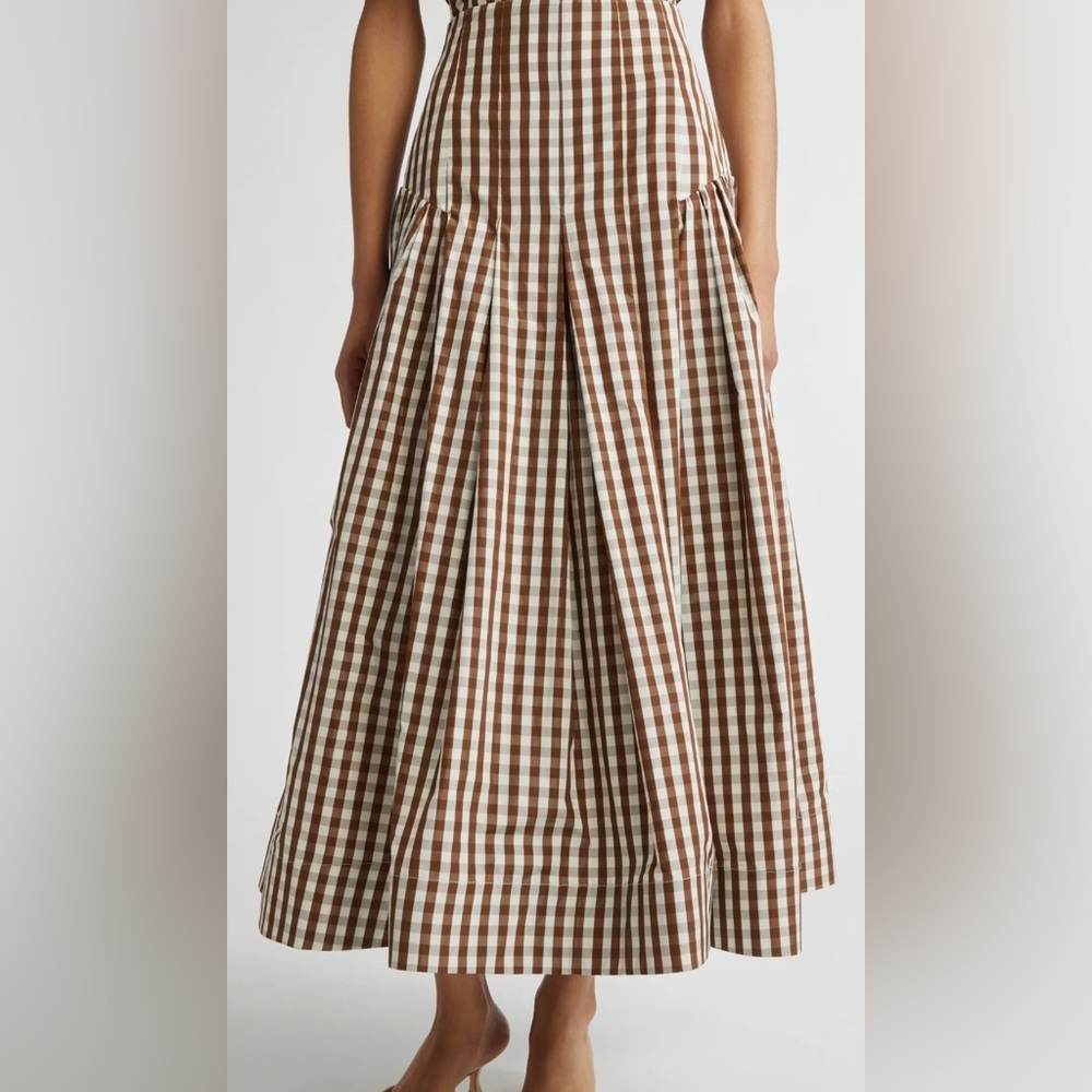 LELA ROSE Gingham Check Taffeta Full Skirt